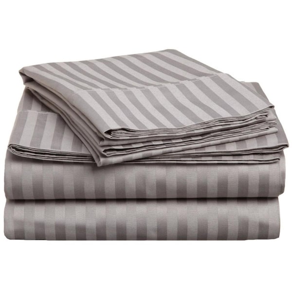 Impressions 300 King Sheet Set- Egyptian Cotton Stripe - Grey 300KGSH STGR - main